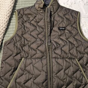 Quilted Brown Vest with Green Trim